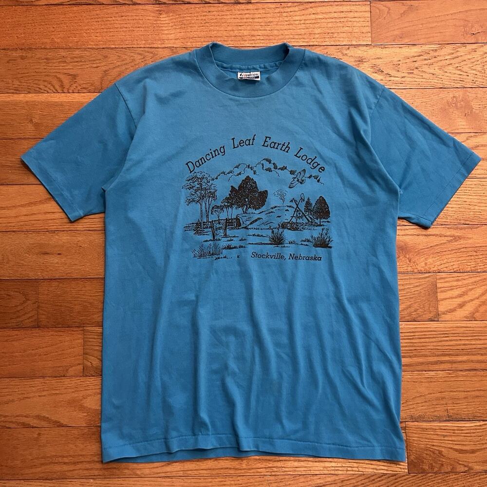 Vintage 90s Dancing Leaf Earth Lodge Nebraska Nature Tee Shirt Large